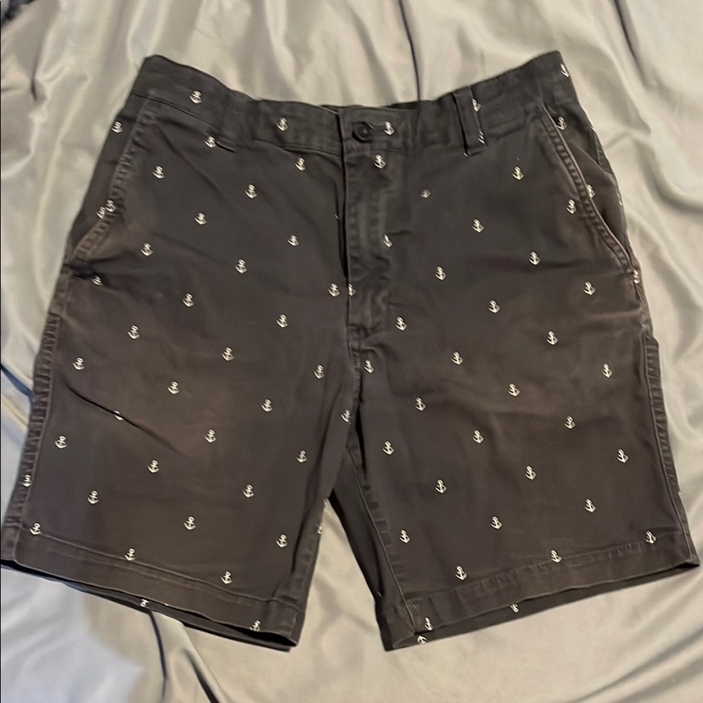 Gray Anchor Print Shorts